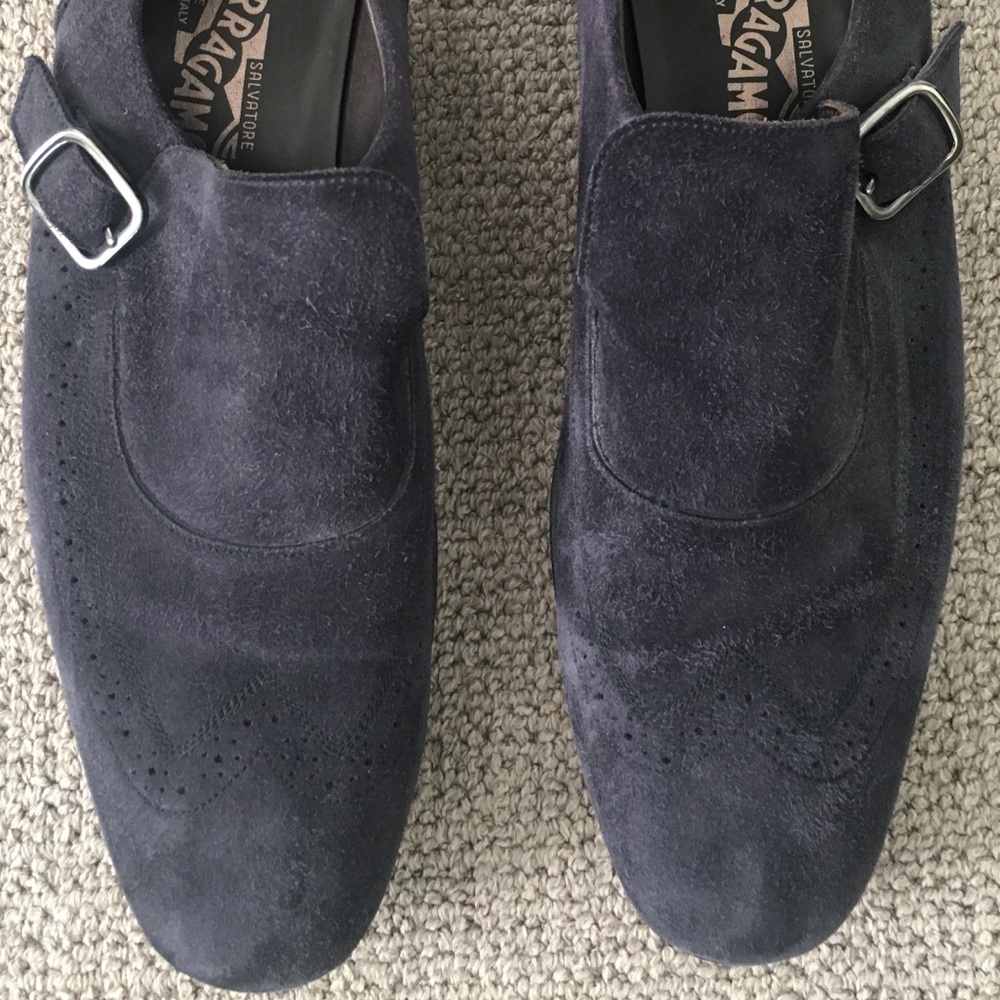 Ferragamo Midnight Blue Suede men's italian shoes - Picture 1 of 8